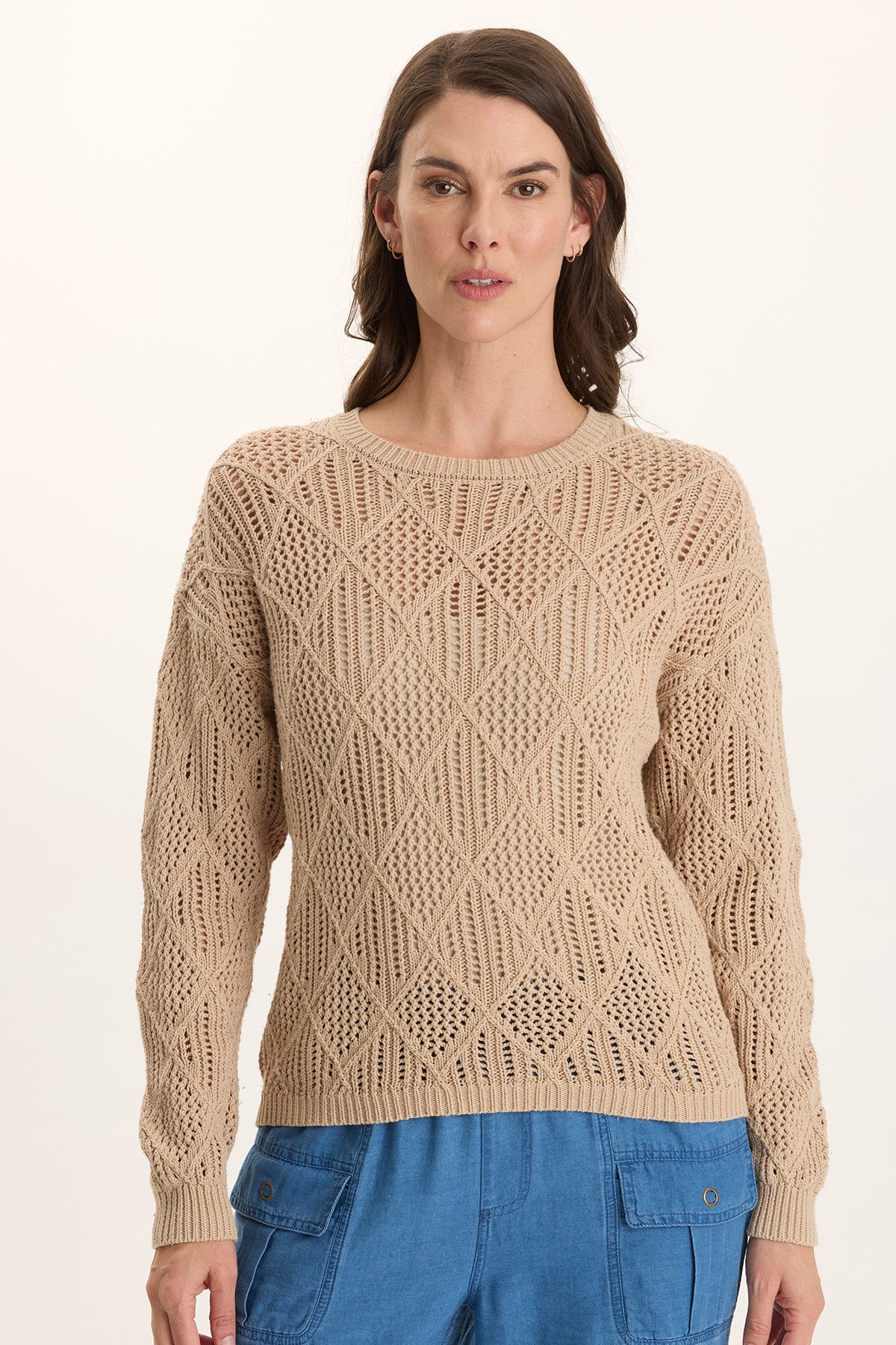 Rothwell Cotton Knit Relaxed Fit Long-Sleeve Sweater Top Park Avenue - XCVI