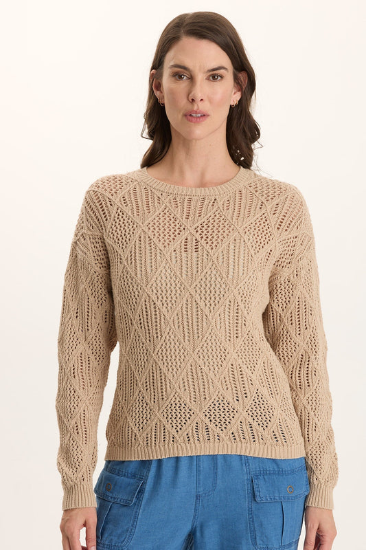 Rothwell Cotton Knit Relaxed Fit Long-Sleeve Sweater Top Park Avenue - XCVI