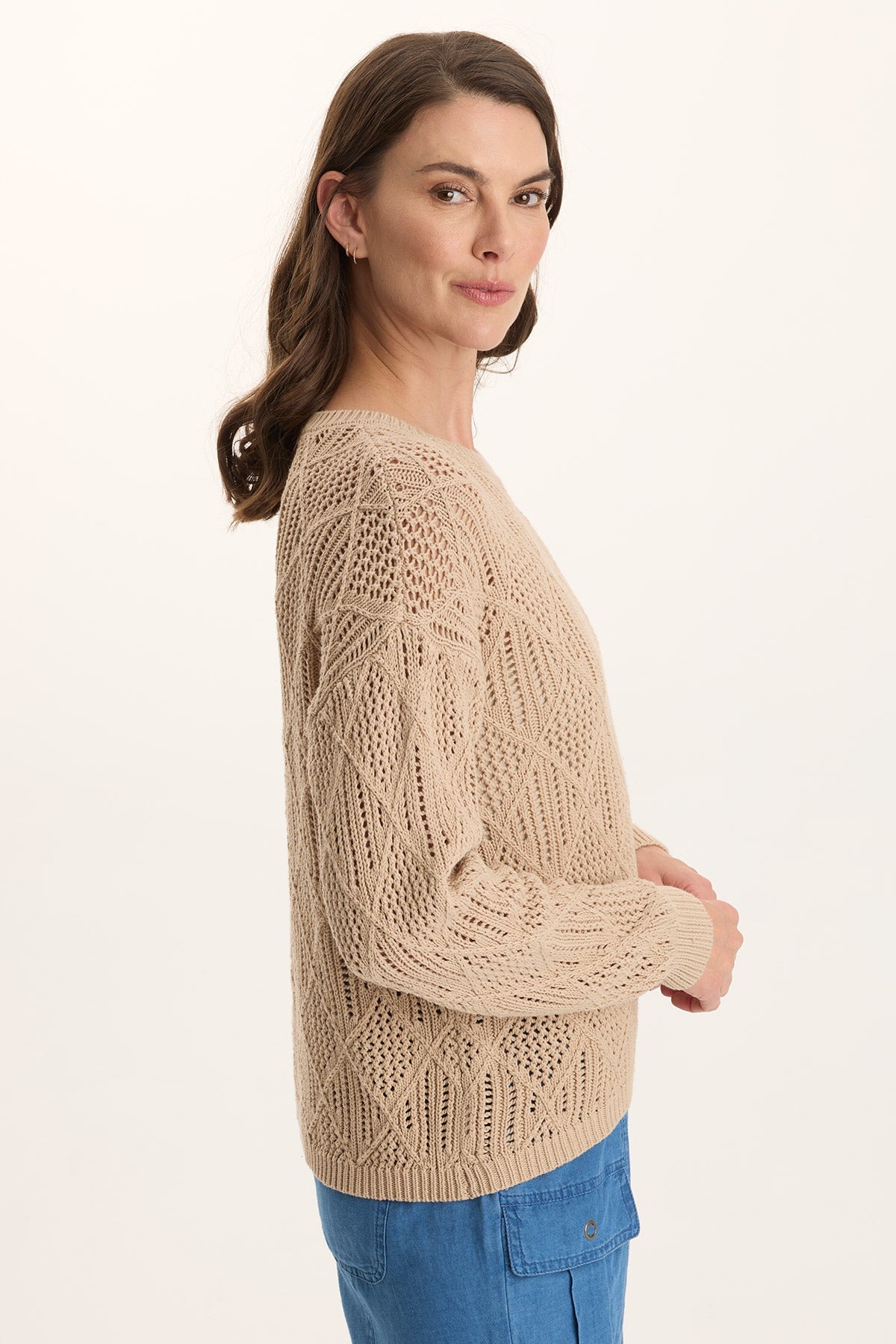 Rothwell Cotton Knit Relaxed Fit Long-Sleeve Sweater Top Park Avenue - XCVI