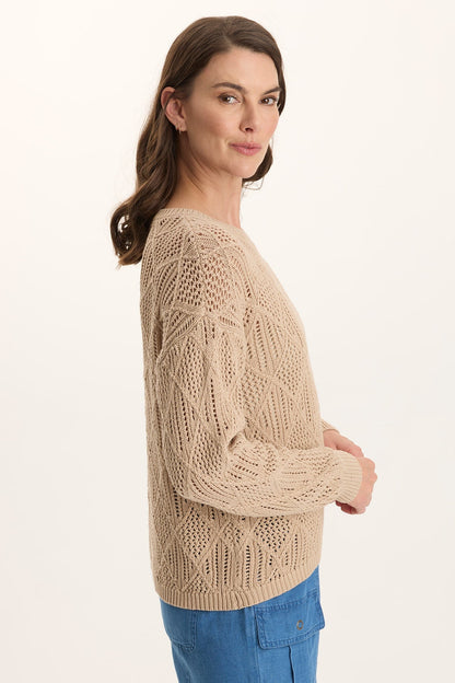 Rothwell Cotton Knit Relaxed Fit Long-Sleeve Sweater Top Park Avenue - XCVI