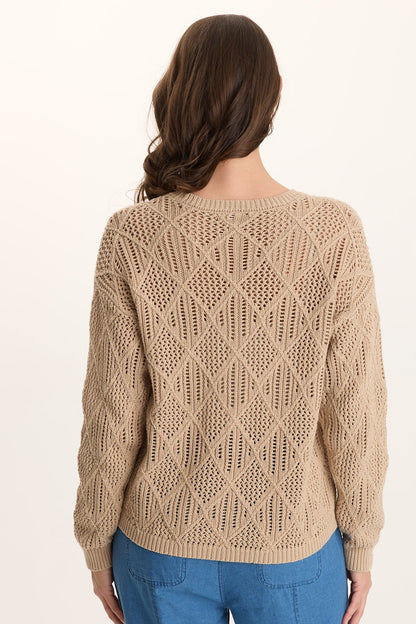 Rothwell Cotton Knit Relaxed Fit Long-Sleeve Sweater Top Park Avenue - XCVI