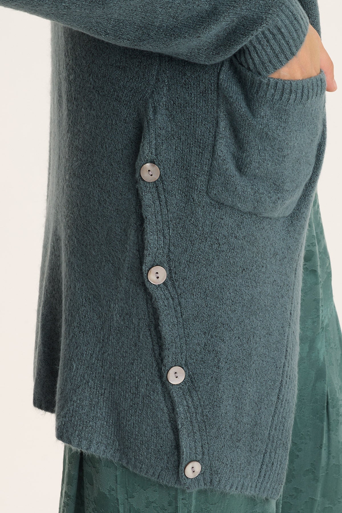 Bayek Open Front Longline Knit Cardigan Blue Oasis - XCVI