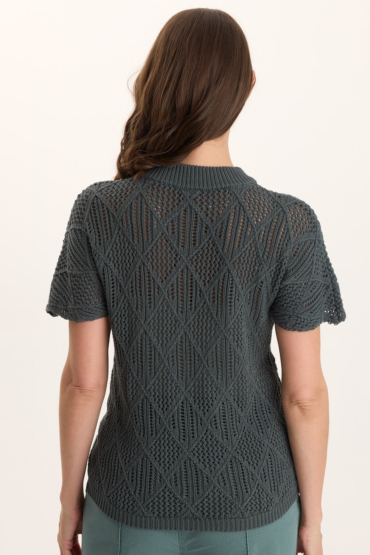 Copeland Cotton Knit Mock Neck Short-Sleeve Top Ocean Storm Pigment - XCVI