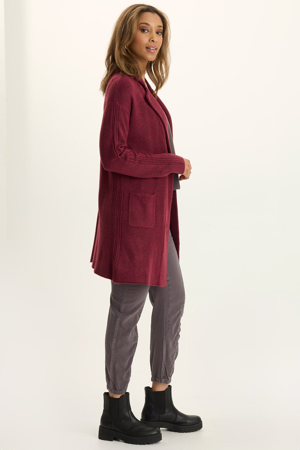 Wearables Pierson Knit Cardigan Raspberry Beret - XCVI