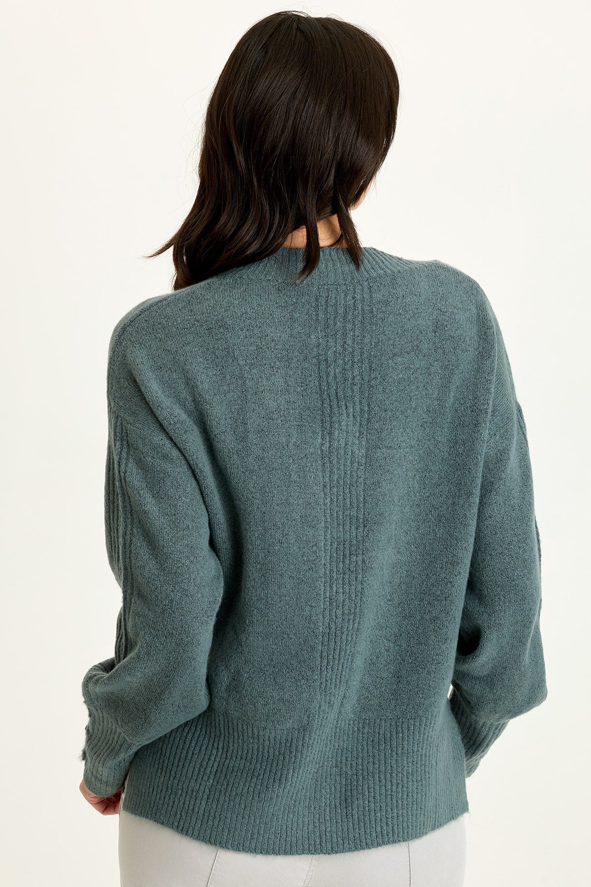 Bronte Relaxed V-Neck Knit Sweater Blue Oasis - XCVI
