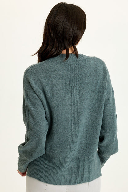 Bronte Relaxed V-Neck Knit Sweater Blue Oasis - XCVI