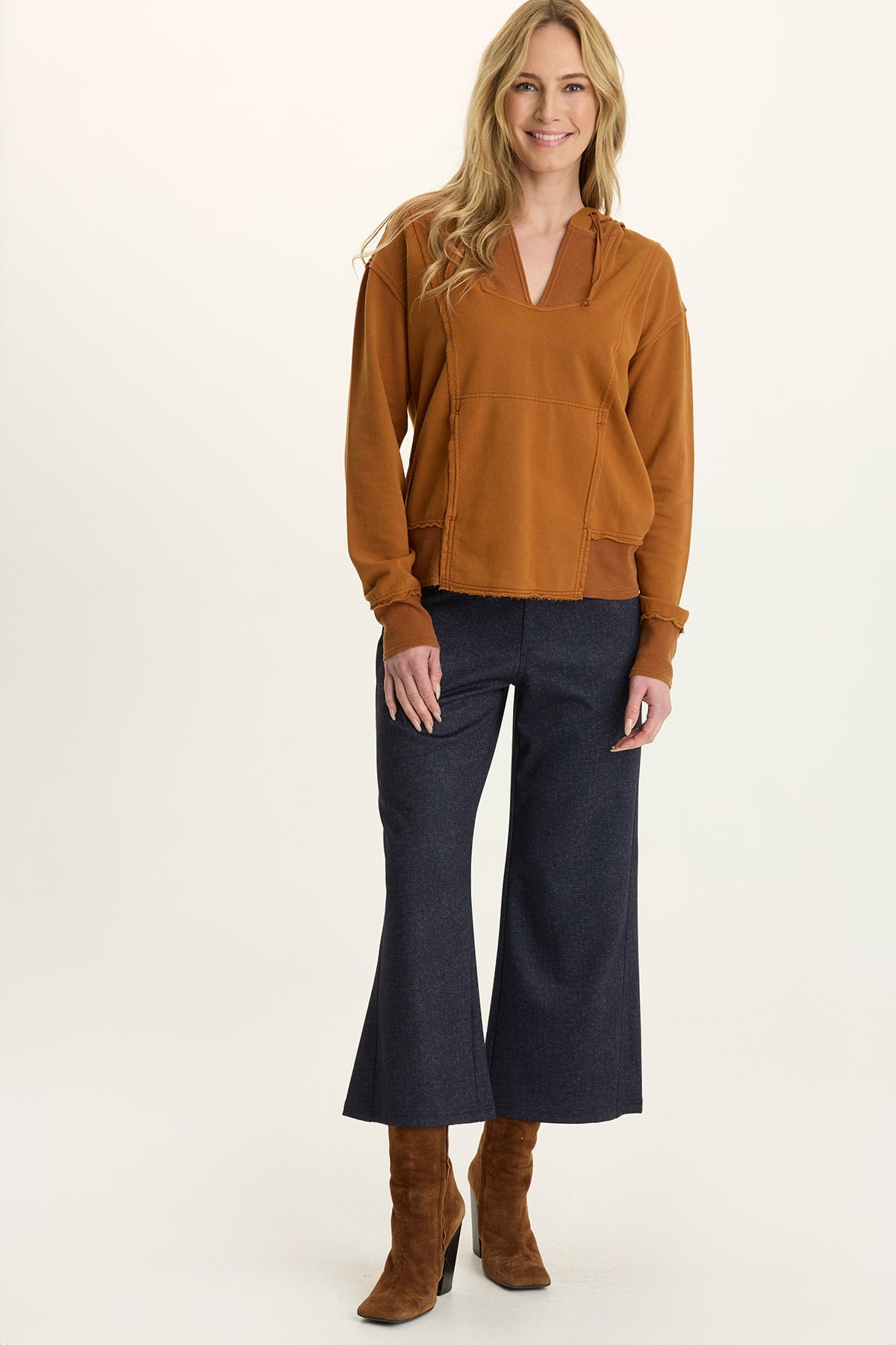 Wearables Rosalyn Casual Fleece Hoodie Maple Glaze Pigment - XCVI