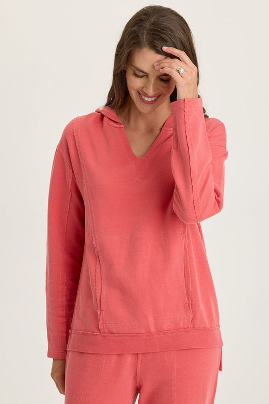 Wearables Rolin Terry Kangaroo Pocket V-Neck Hoodie Retrograde Pigment - XCVI
