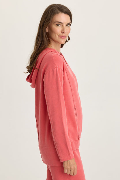 Wearables Rolin Terry Kangaroo Pocket V-Neck Hoodie Retrograde Pigment - XCVI