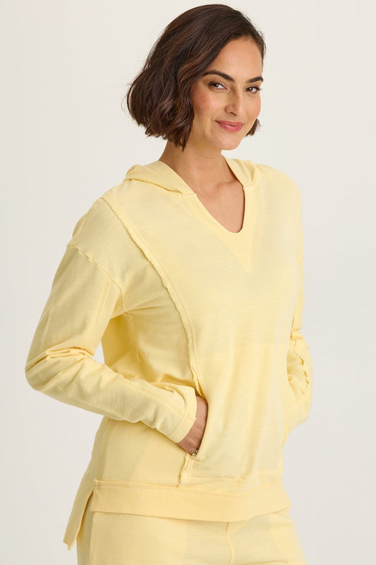 Wearables Rolin Terry Kangaroo Pocket V-Neck Hoodie Lunaria - XCVI