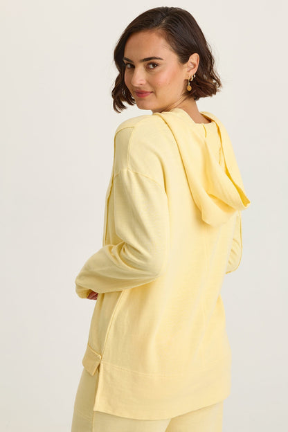 Wearables Rolin Terry Kangaroo Pocket V-Neck Hoodie Lunaria - XCVI