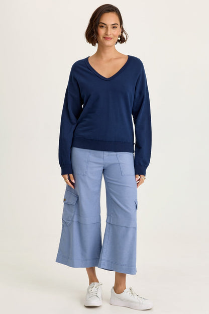 Wearables Rolin Terry V-Neck Long Sleeve Pullover Airdale Pigment - XCVI