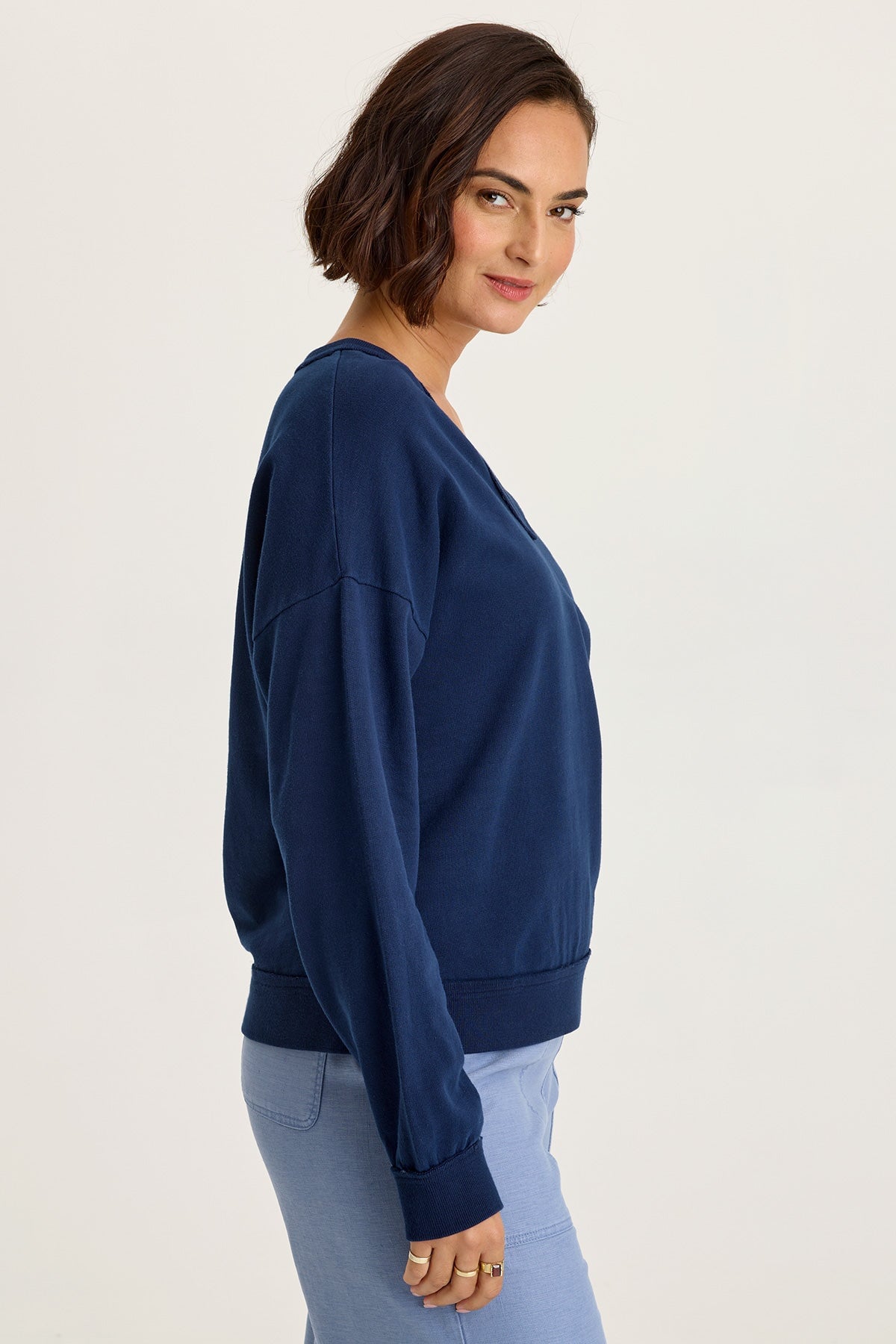 Wearables Rolin Terry V-Neck Long Sleeve Pullover Airdale Pigment - XCVI