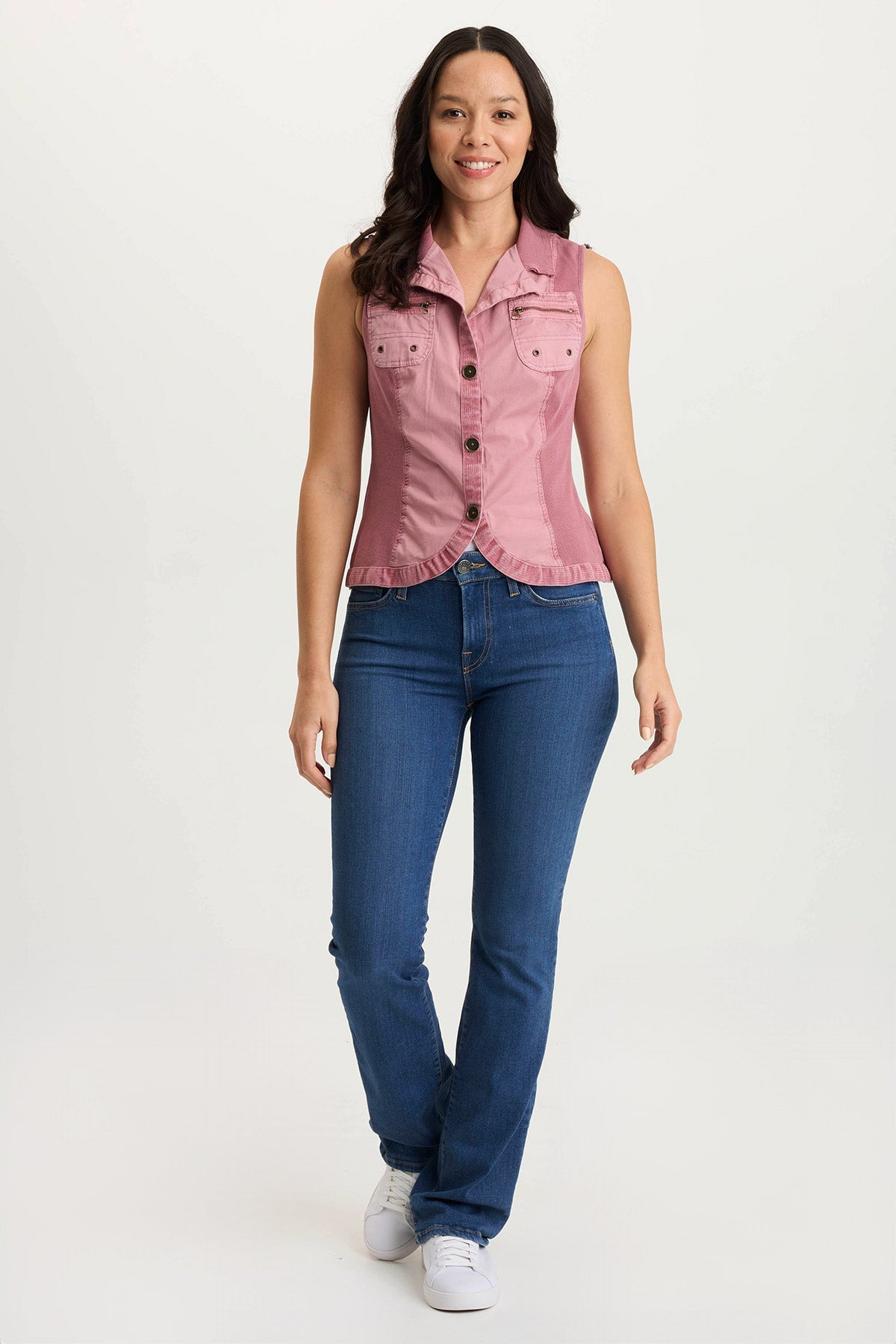 Shelton Casual Poplin + Rib Cargo Zipper Vest Cherished Pigment - XCVI