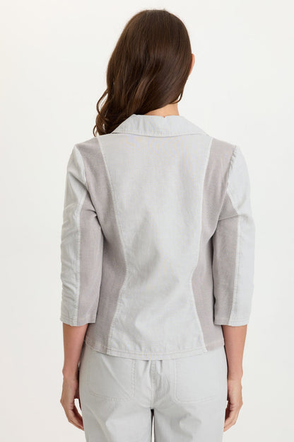 Brayden Cotton Linen One-Button Blazer with Rib Contrast Soft Pebble Pigment - XCVI