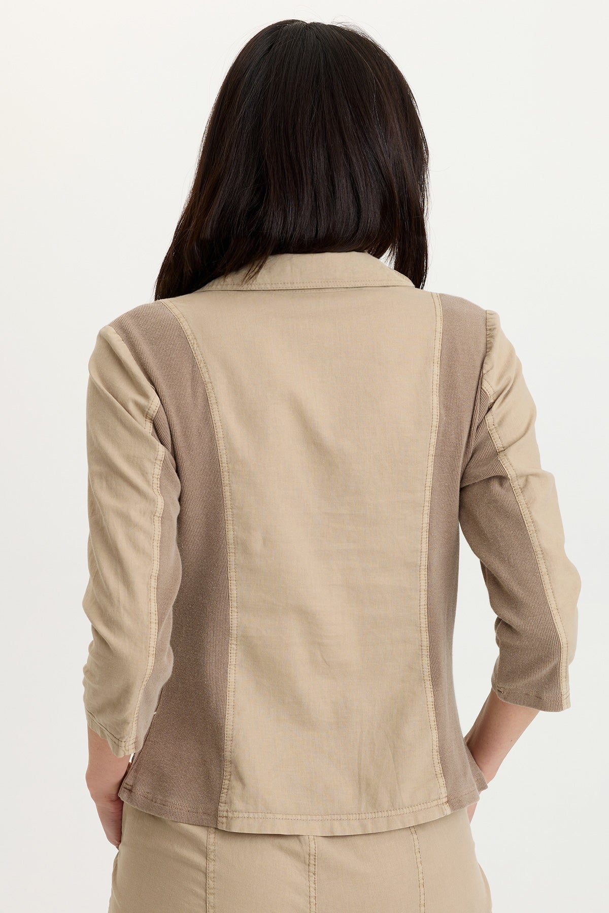 Brayden Cotton Linen One-Button Blazer with Rib Contrast Roadside Pigment - XCVI
