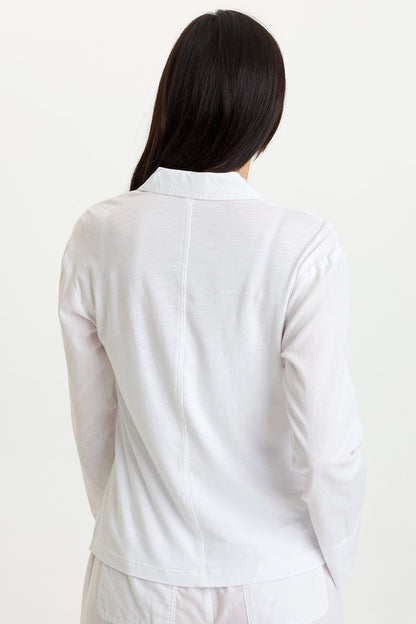 Madai Cotton Linen 3-Button Collared Jacket White - XCVI