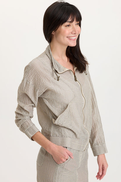 Ryker Waffle Weave Front Pocket Zip-Up Sporty Jacket Whitecap Pigment - XCVI