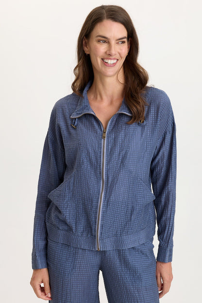 Ryker Waffle Weave Front Pocket Zip-Up Sporty Jacket Hypnotic Pigment - XCVI