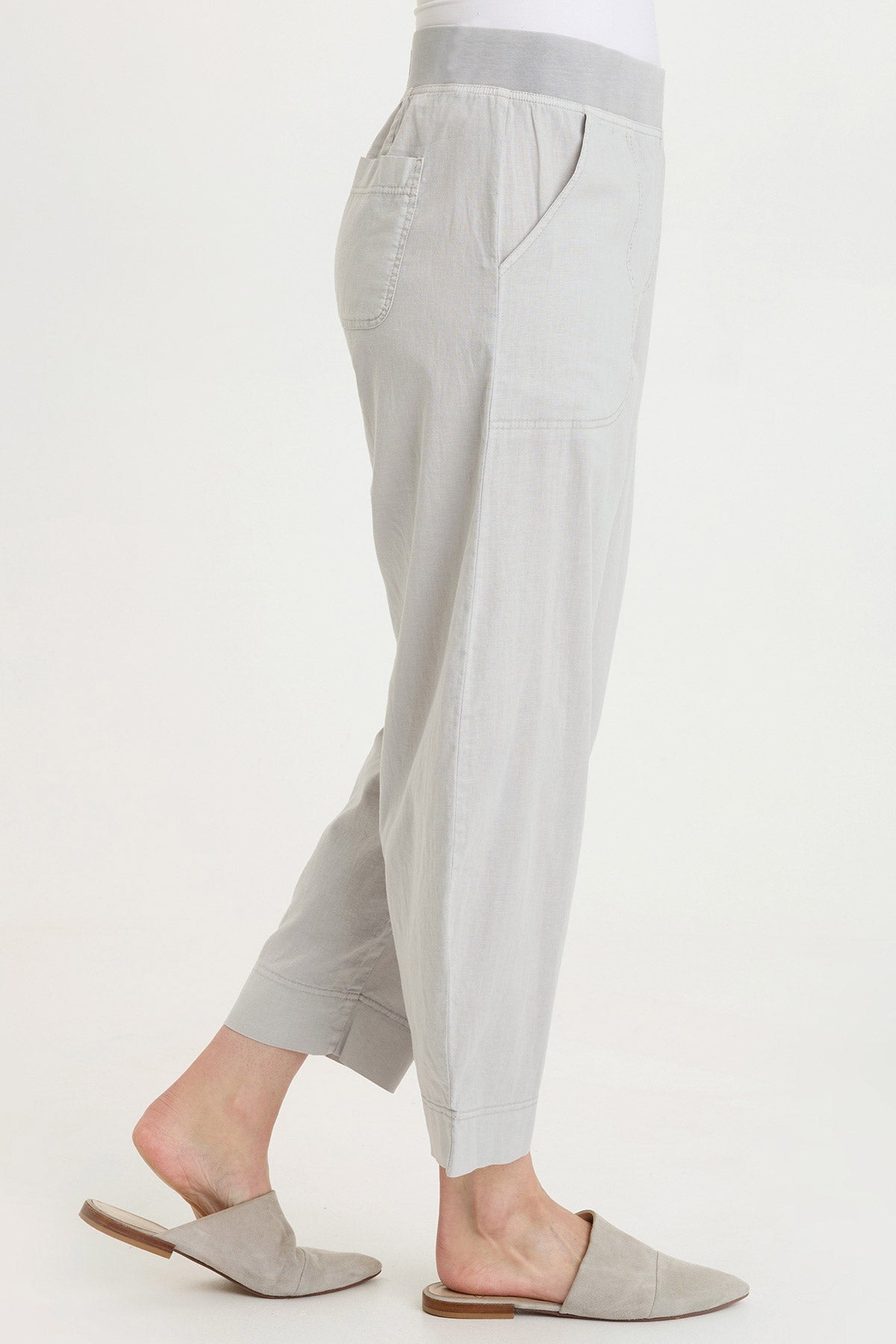 Jisola Cotton Linen Pull-On Waist Barrel Pant Soft Pebble Pigment - XCVI