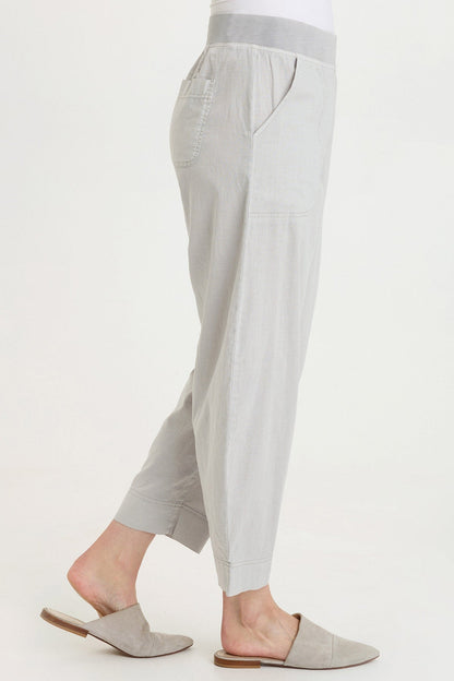 Jisola Cotton Linen Pull-On Waist Barrel Pant Soft Pebble Pigment - XCVI