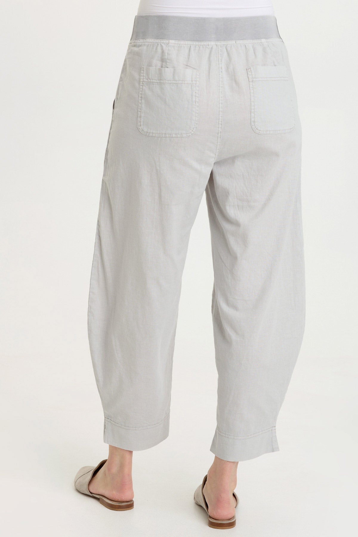 Jisola Cotton Linen Pull-On Waist Barrel Pant Soft Pebble Pigment - XCVI