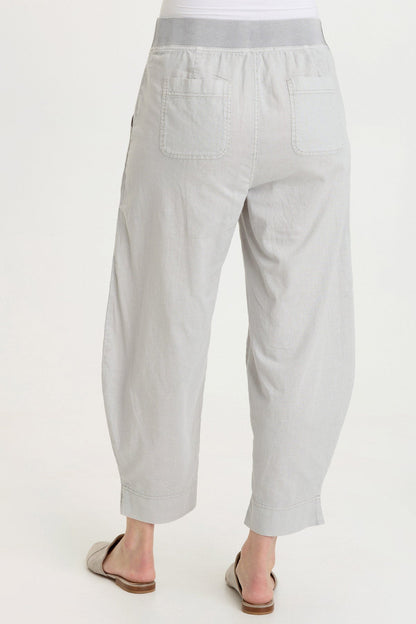 Jisola Cotton Linen Pull-On Waist Barrel Pant Soft Pebble Pigment - XCVI
