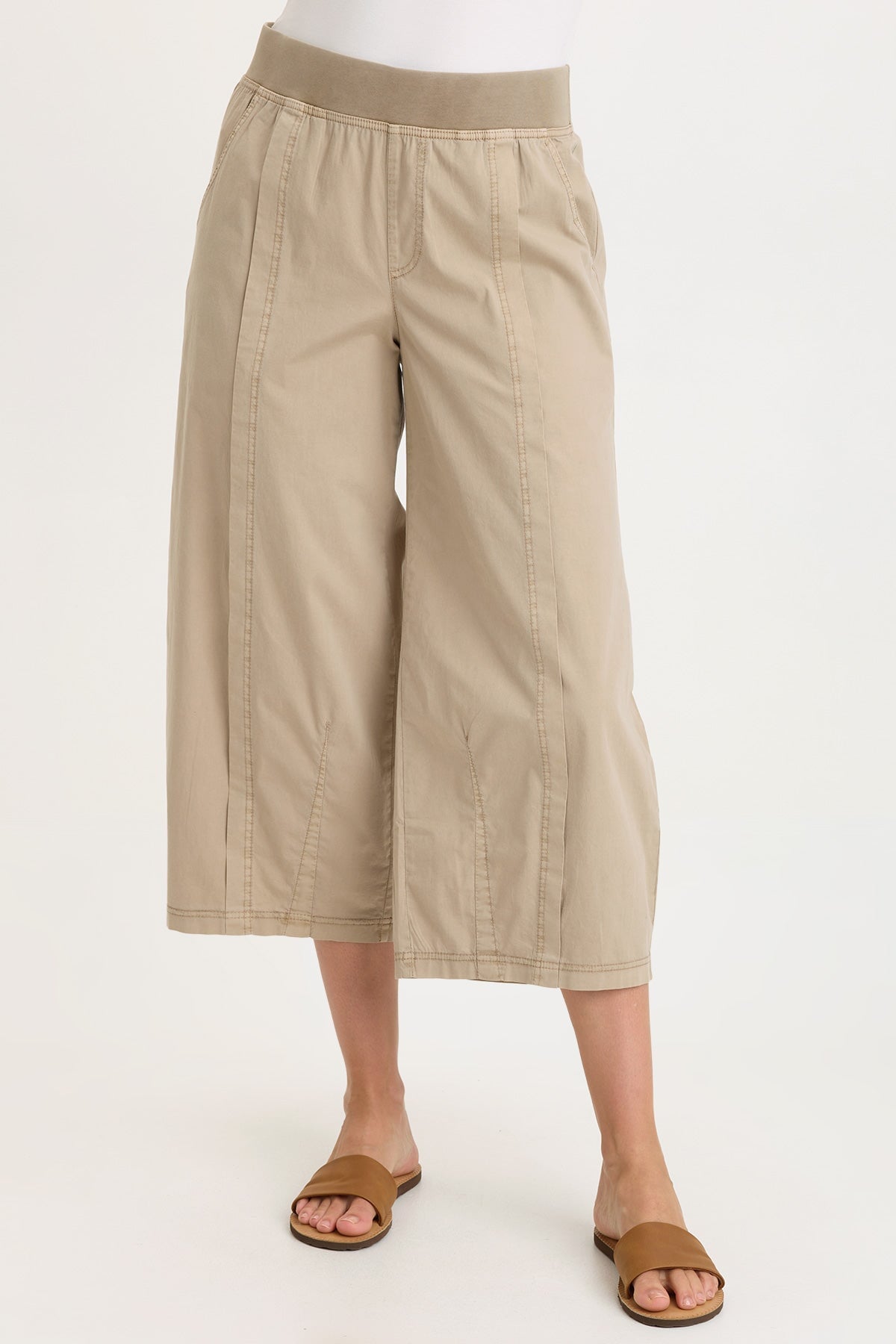 Benson Stretch Poplin Pull-On Waist Barrel Crop Pant Roadside Pigment - XCVI