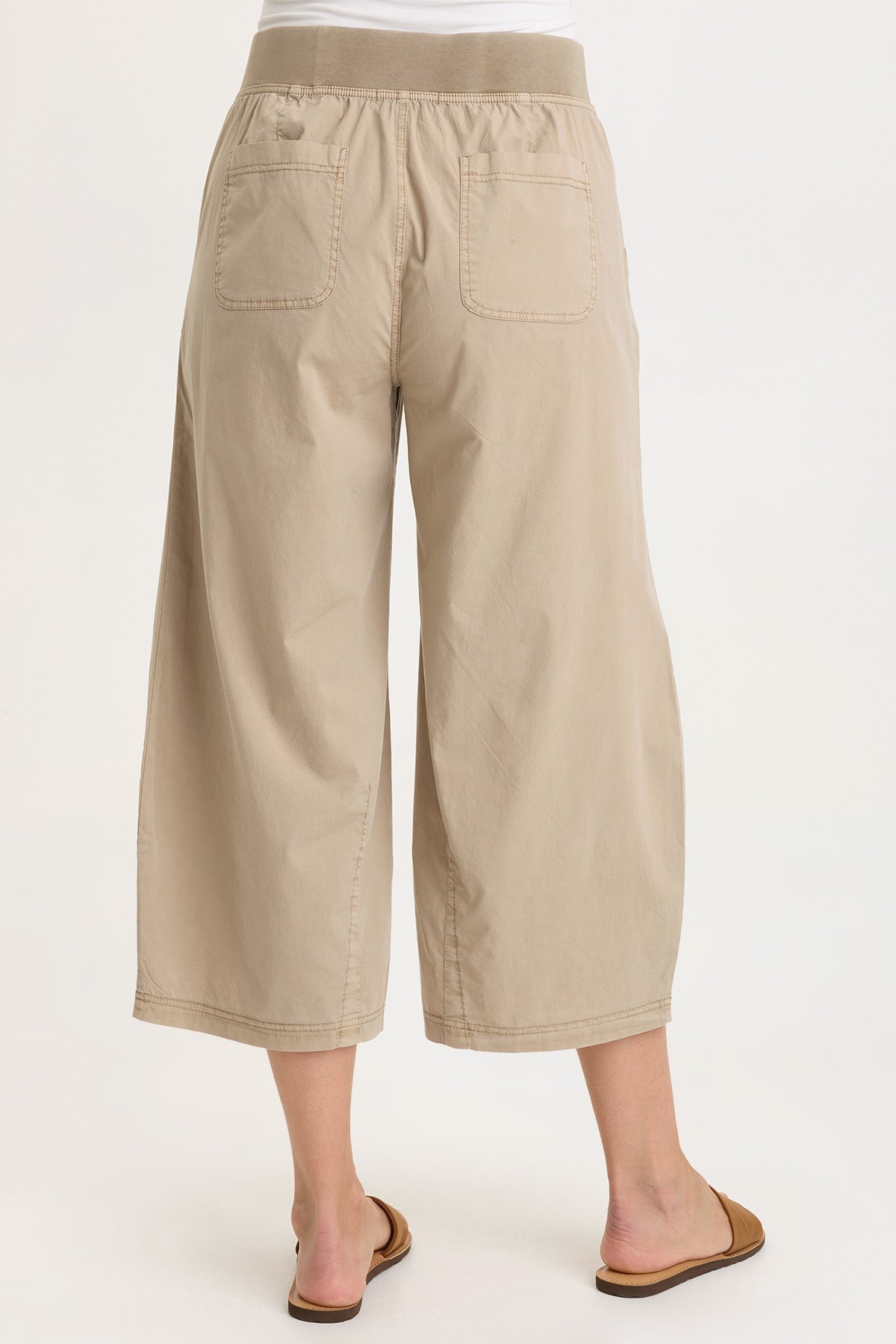 Benson Stretch Poplin Pull-On Waist Barrel Crop Pant Roadside Pigment - XCVI