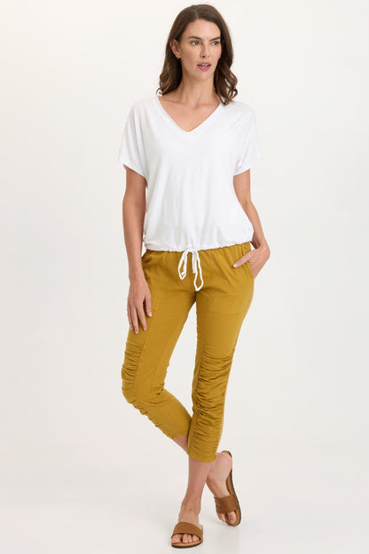 Geyser Stretch Poplin 2-Pockets Pull-On Waistband Crop Pant  - XCVI
