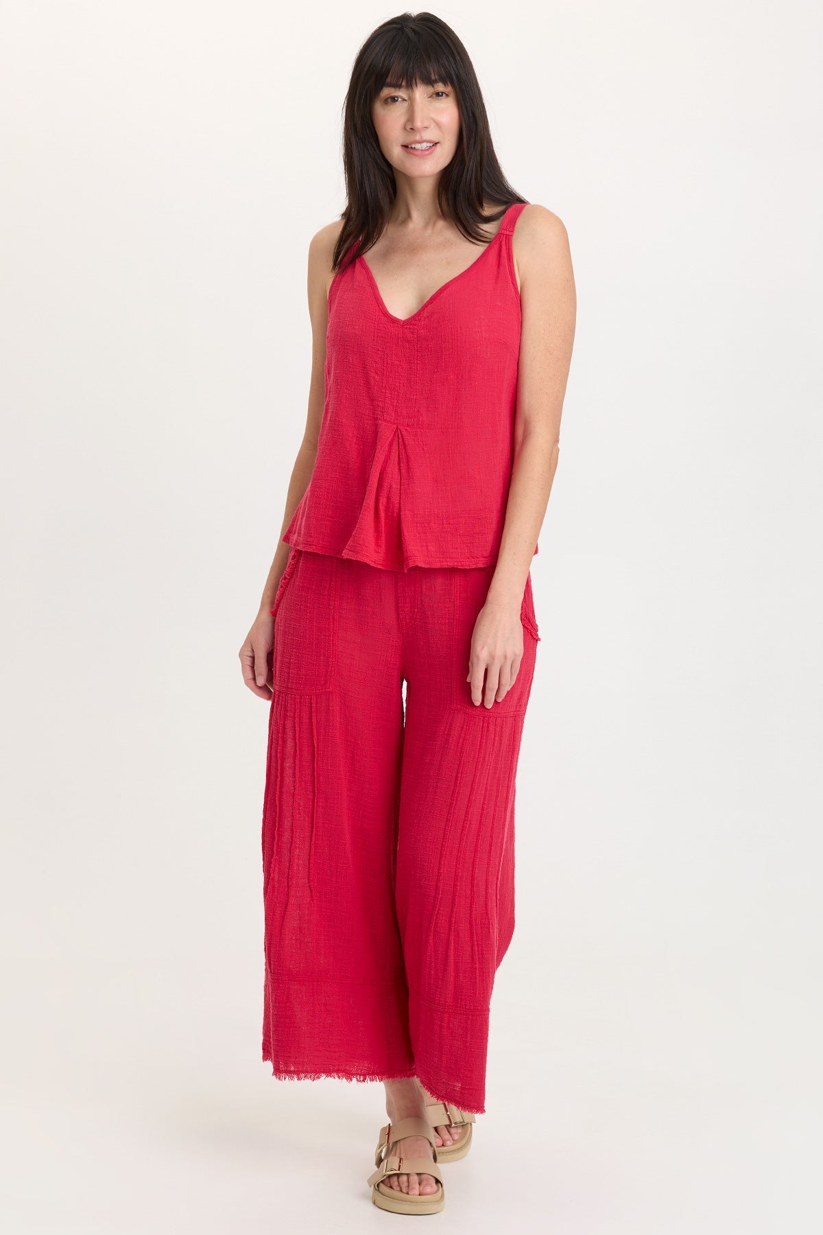 Wearables Ace Gauze Wide Leg Crop Pant San Marzano Pigment - XCVI