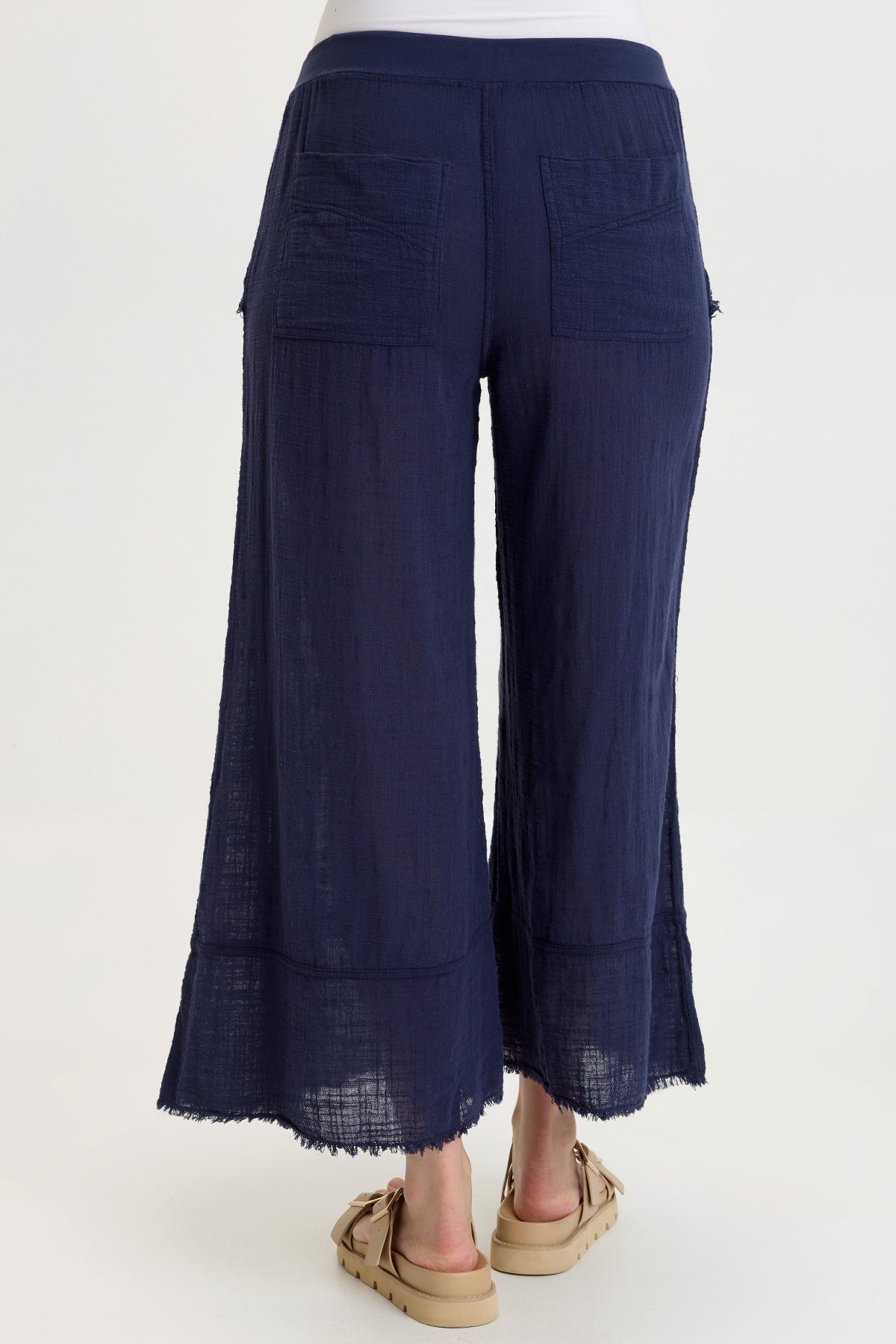 Wearables Ace Gauze Wide Leg Crop Pant Navy - XCVI