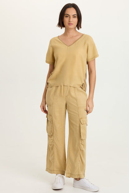 Radnot Tencel Twill D-Ring Cargo Crop Pull-On Pants Sepia Pigment - XCVI