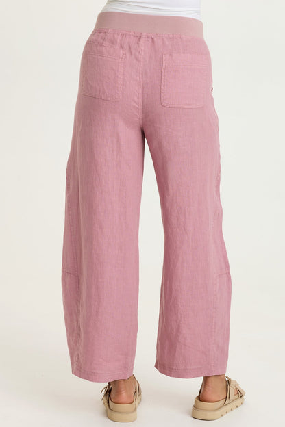 Nao 100% Linen Pull-On Waist Barrel Leg Crop Pant Svelte - XCVI