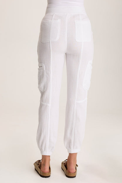 Hidalgo Plush Gauze Jogger White - XCVI