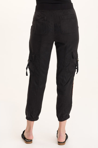 Embroidered Darri Twill Jogger Pant Black - XCVI