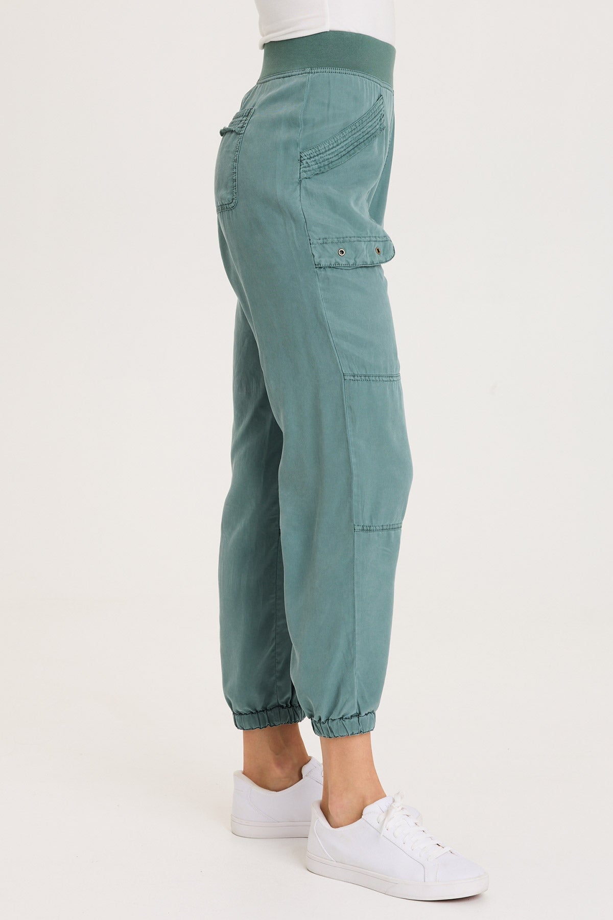Chattaway Twill Pull-On Jogger Pant with Banded Hem and Oversized Pockets Ocean Storm Pigment - XCVI