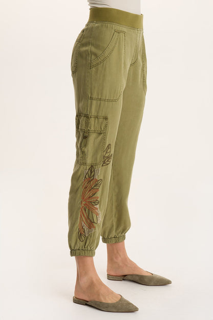 Embroidered Darri Twill Jogger Pant Thicket Pigment - XCVI