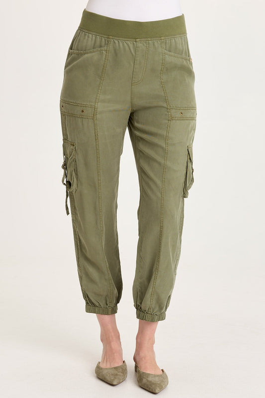 Olexa Tencel Twill Banded Hem Cargo Pull-On Pant Espalier Pigment - XCVI