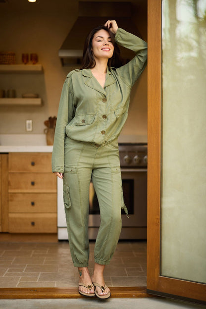 Olexa Tencel Twill Banded Hem Cargo Pull-On Pant Espalier Pigment - XCVI