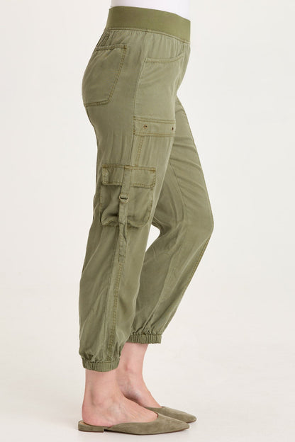 Olexa Tencel Twill Banded Hem Cargo Pull-On Pant Espalier Pigment - XCVI