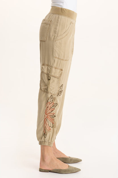 Embroidered Darri Twill Jogger Pant Plateau Pigment - XCVI