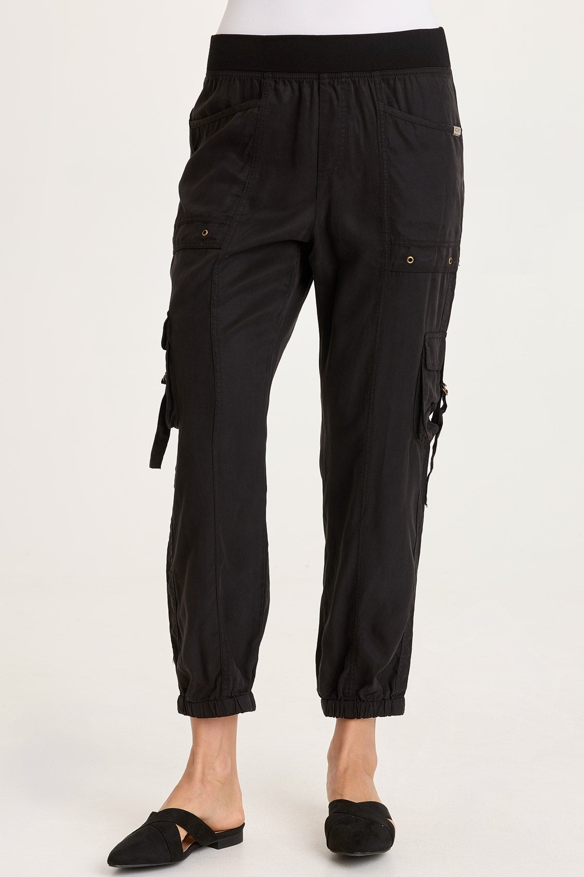 Olexa Tencel Twill Banded Hem Cargo Pull-On Pant Black - XCVI