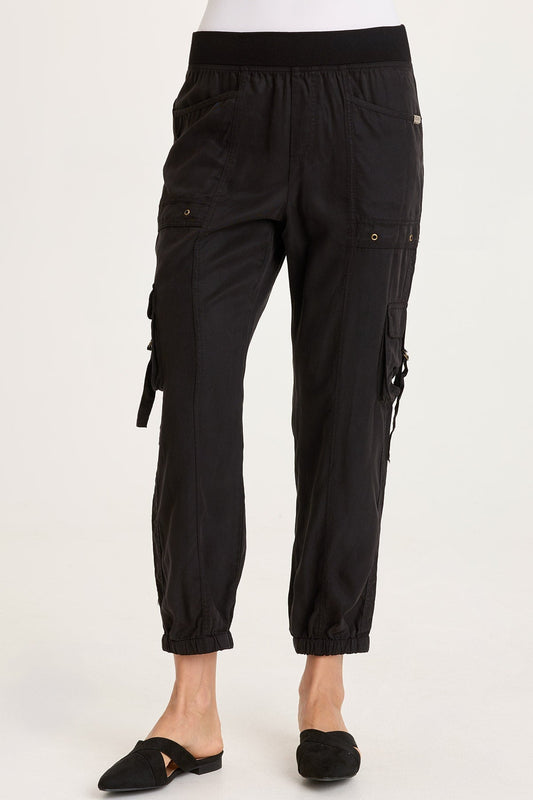 Olexa Tencel Twill Banded Hem Cargo Pull-On Pant Black - XCVI