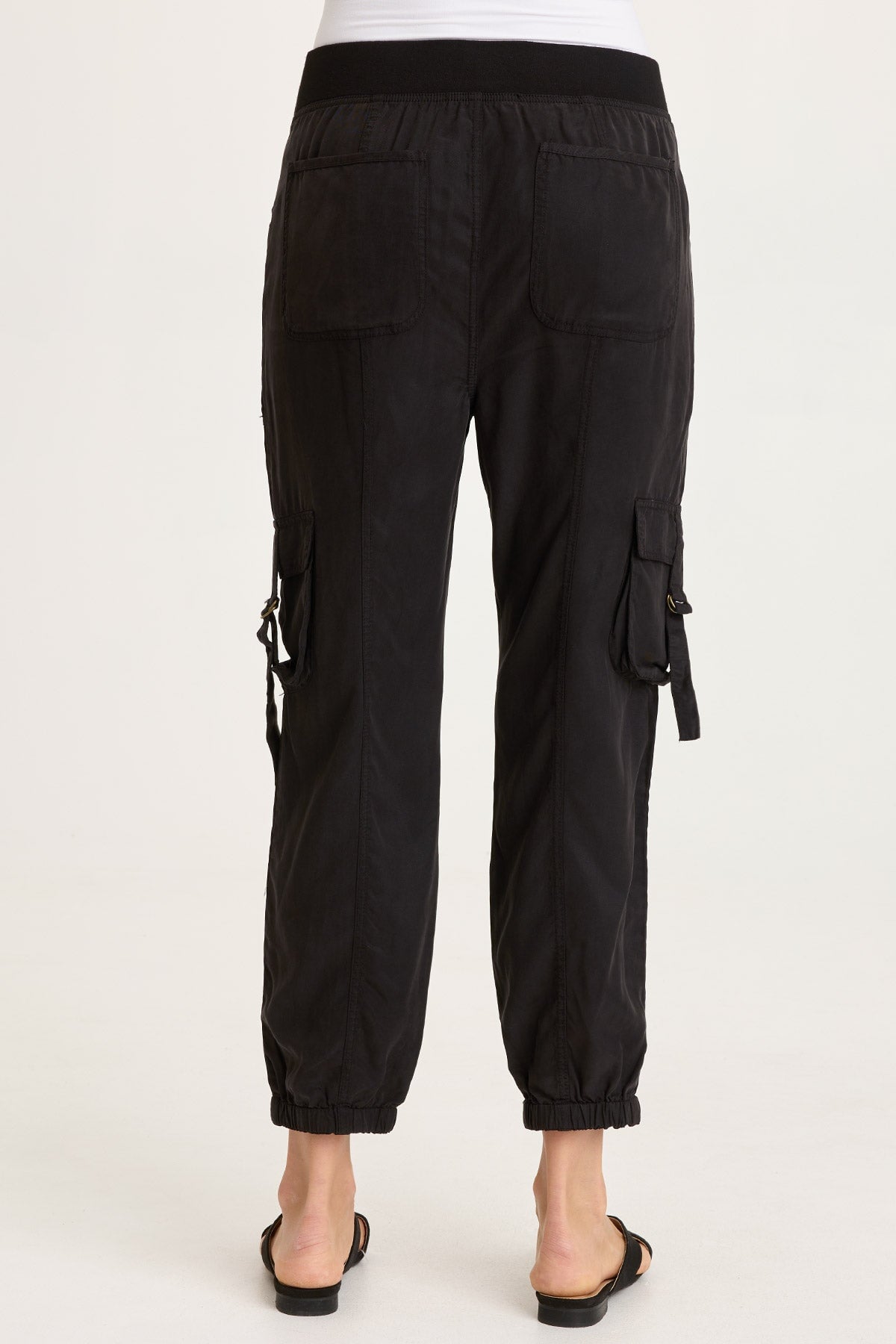 Olexa Tencel Twill Banded Hem Cargo Pull-On Pant Black - XCVI
