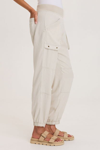 Chattaway Twill Pull-On Jogger Pant with Banded Hem and Oversized Pockets Center Stage Pigment - XCVI