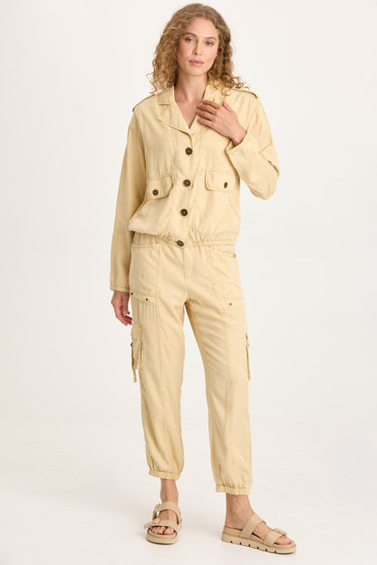 Olexa Tencel Twill Banded Hem Cargo Pull-On Pant Raffia Pigment - XCVI