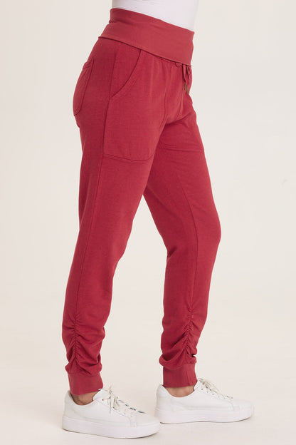 Wearables Yaegar Slim Leg Jogger Pant with Ruched Details and Fold-Over Waistband Corundum - XCVI