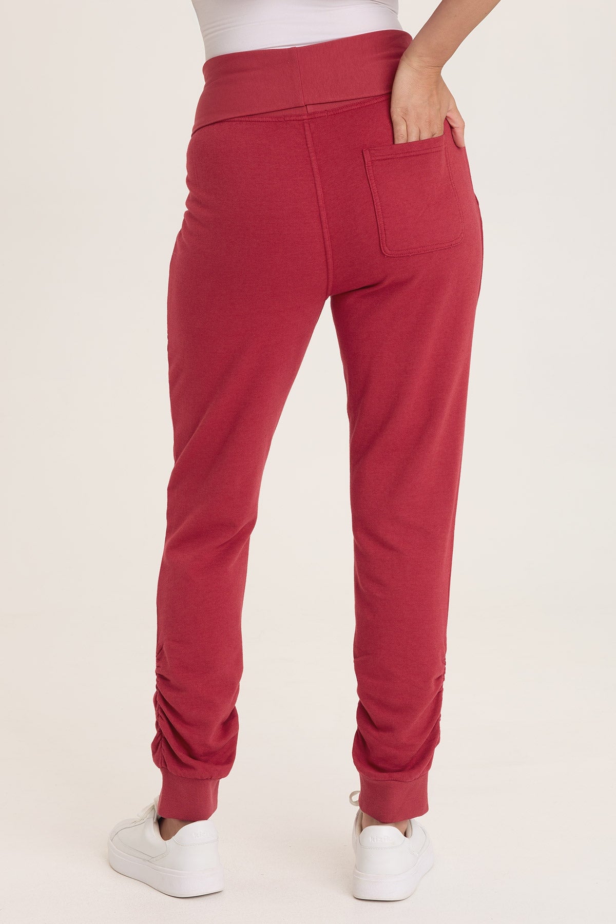 Wearables Yaegar Slim Leg Jogger Pant with Ruched Details and Fold-Over Waistband Corundum - XCVI