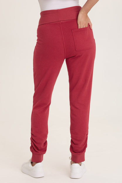 Wearables Yaegar Slim Leg Jogger Pant with Ruched Details and Fold-Over Waistband Corundum - XCVI